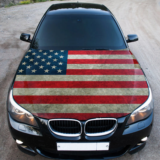 American Flag Distressed Hood Wrap – Custom Vinyl Decal for Cars, Trucks & SUVs