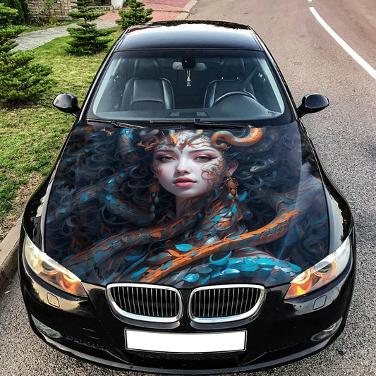Anime Girl Snakes Hood Wrap – Custom Vinyl Decal for Cars, Trucks & SUVs