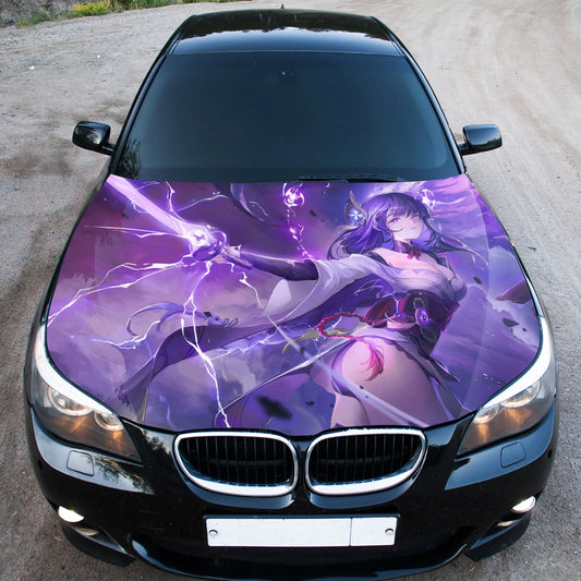 Anime Sword Girl Hood Wrap – Custom Vinyl Decal for Cars, Trucks & SUVs