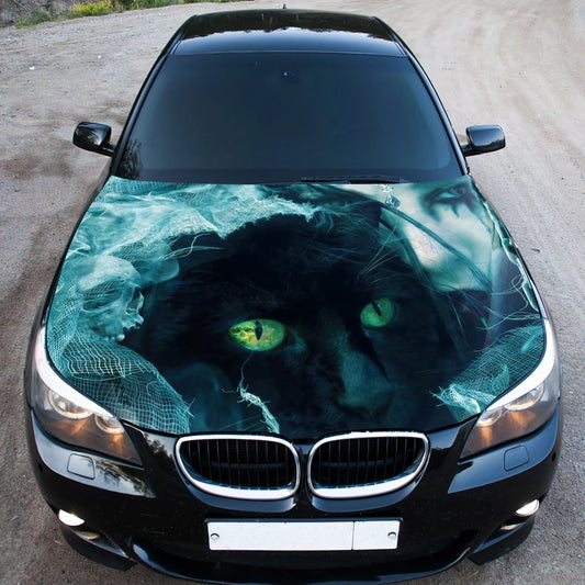 Black Cat Vampire Hood Wrap – Custom Vinyl Decal for Cars, Trucks & SUVs
