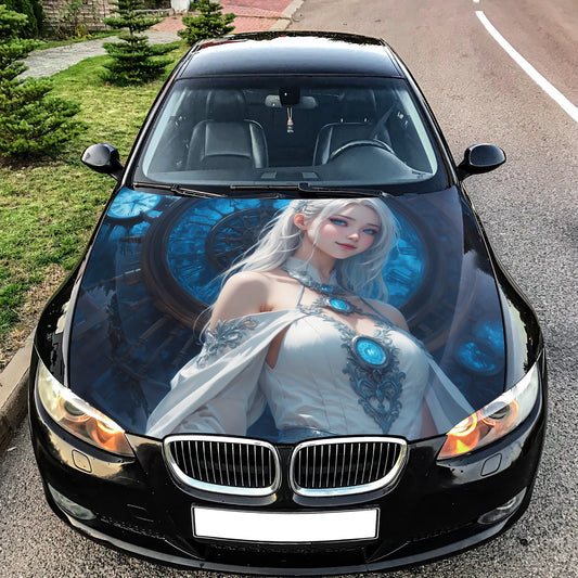 Cute Anime Girl Hood Wrap – Custom Vinyl Decal for Cars, Trucks & SUVs