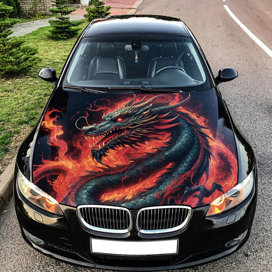 Chinese Dragon Hood Wrap – Custom Vinyl Decal for Cars, Trucks & SUVs, Red