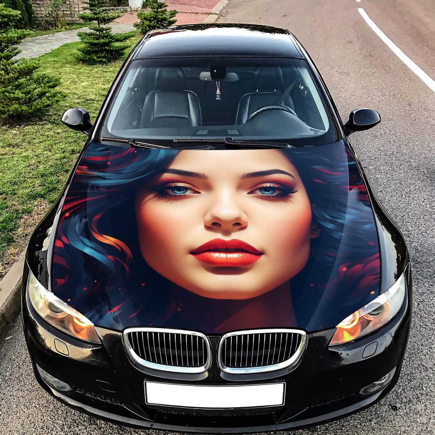 Cute Girl Colorful Hood Wrap – Custom Vinyl Decal for Cars, Trucks & SUVs