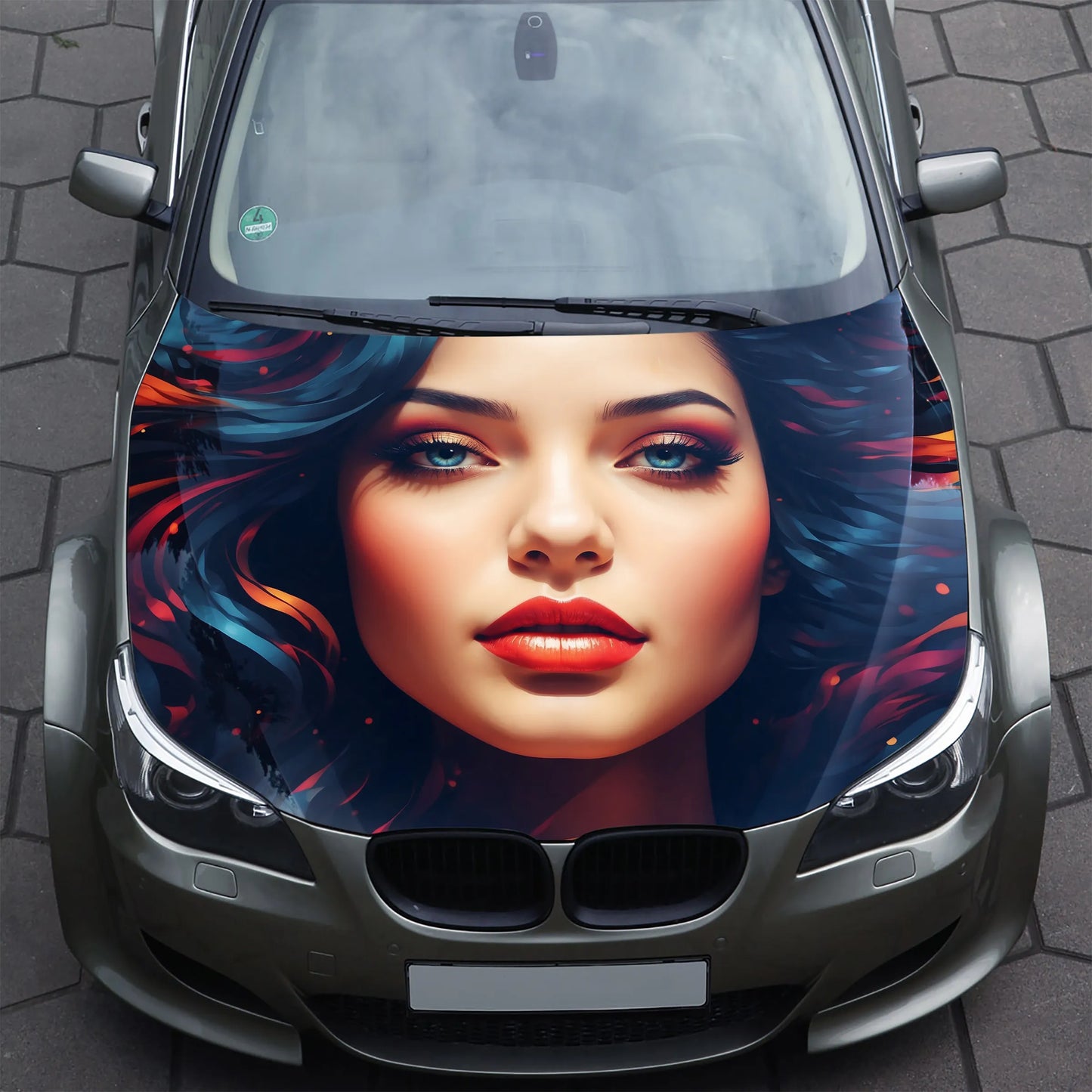 Cute Girl Colorful Hood Wrap – Custom Vinyl Decal for Cars, Trucks & SUVs