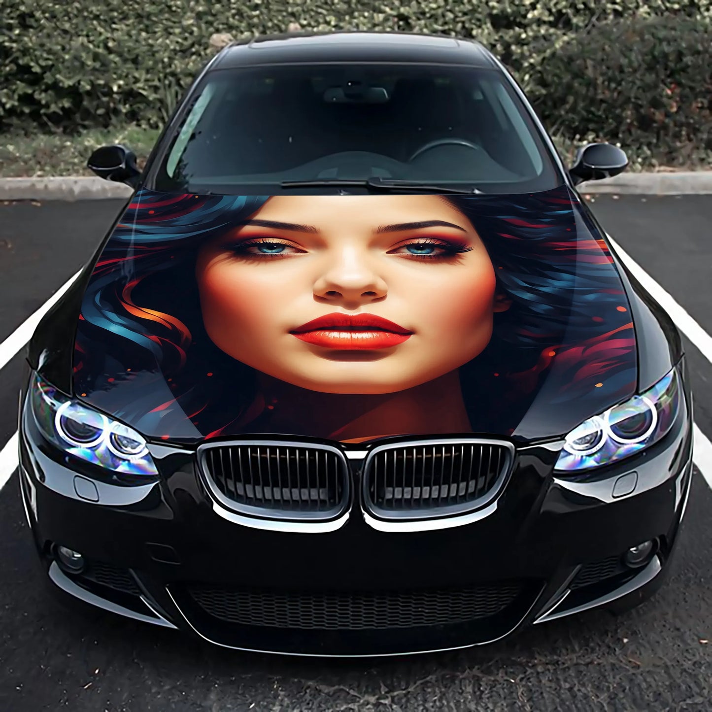 Cute Girl Colorful Hood Wrap – Custom Vinyl Decal for Cars, Trucks & SUVs