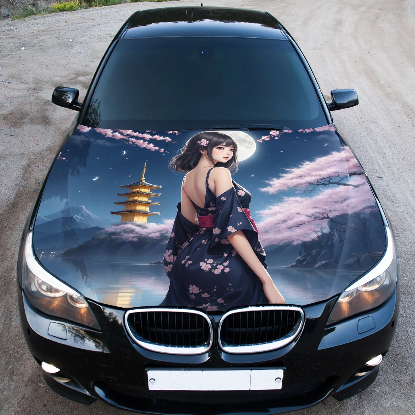 Cute Japanese Girl Hood Wrap – Custom Vinyl Decal for Cars, Trucks & SUVs