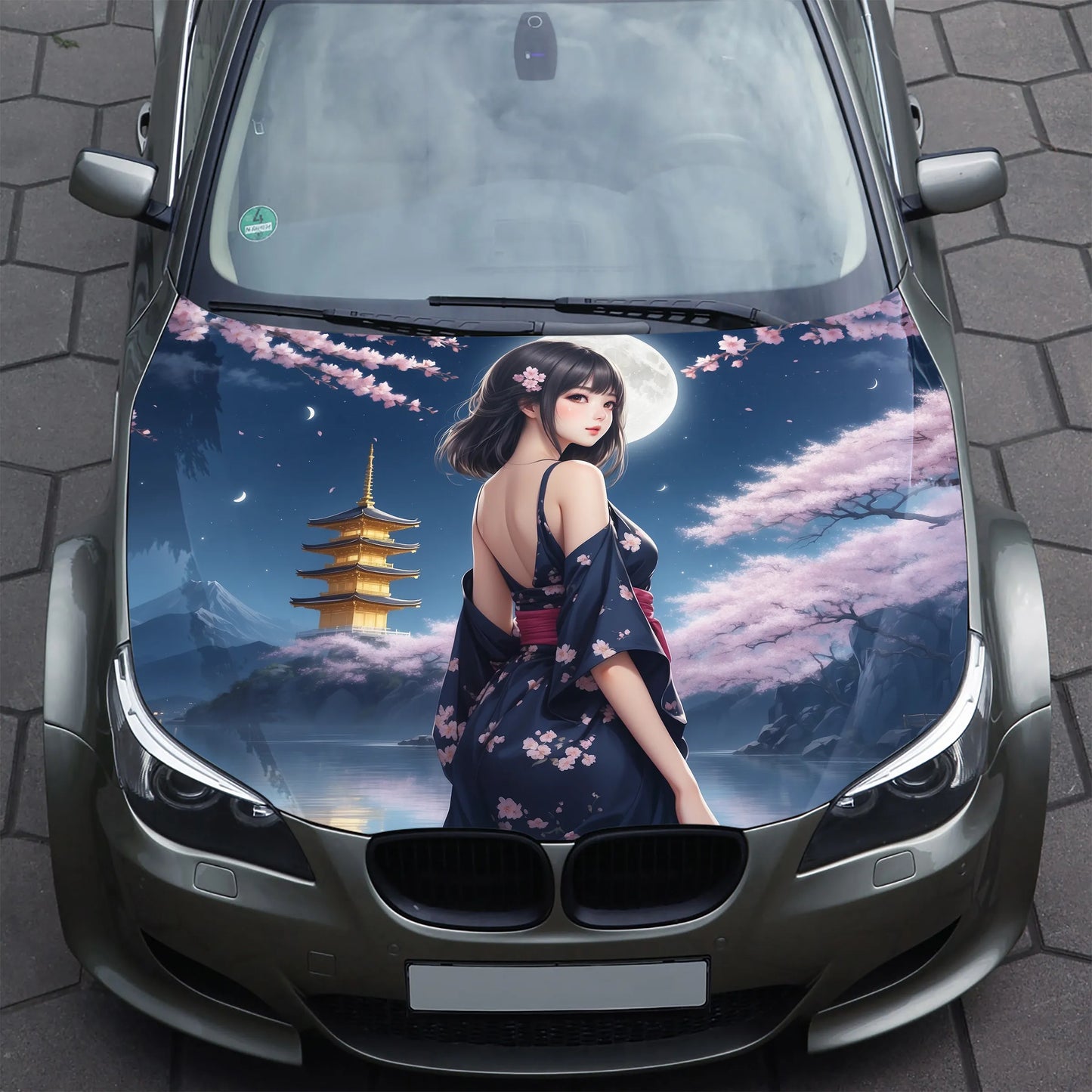 Cute Japanese Girl Hood Wrap – Custom Vinyl Decal for Cars, Trucks & SUVs