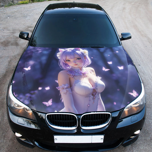 Cute Sexy Anime Girl Hood Wrap – Custom Vinyl Decal for Cars, Trucks & SUVs