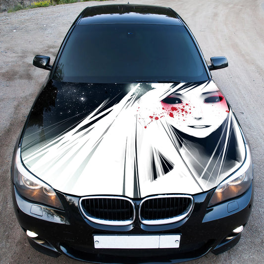 Dark Anime Girl Hood Wrap – Custom Vinyl Decal for Cars, Trucks & SUVs
