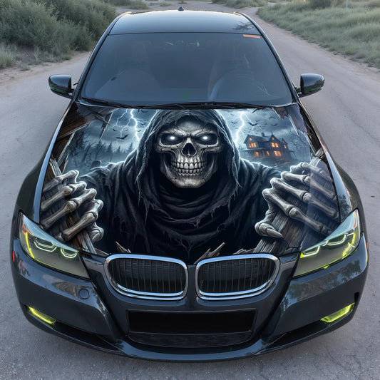Dark Grim Reaper Hood Wrap Graphic – Custom Vinyl Decal for Cars, Trucks & SUVs