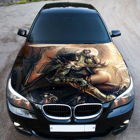 Demon Angel Hood Wrap – Custom Vinyl Decal for Cars, Trucks & SUVs