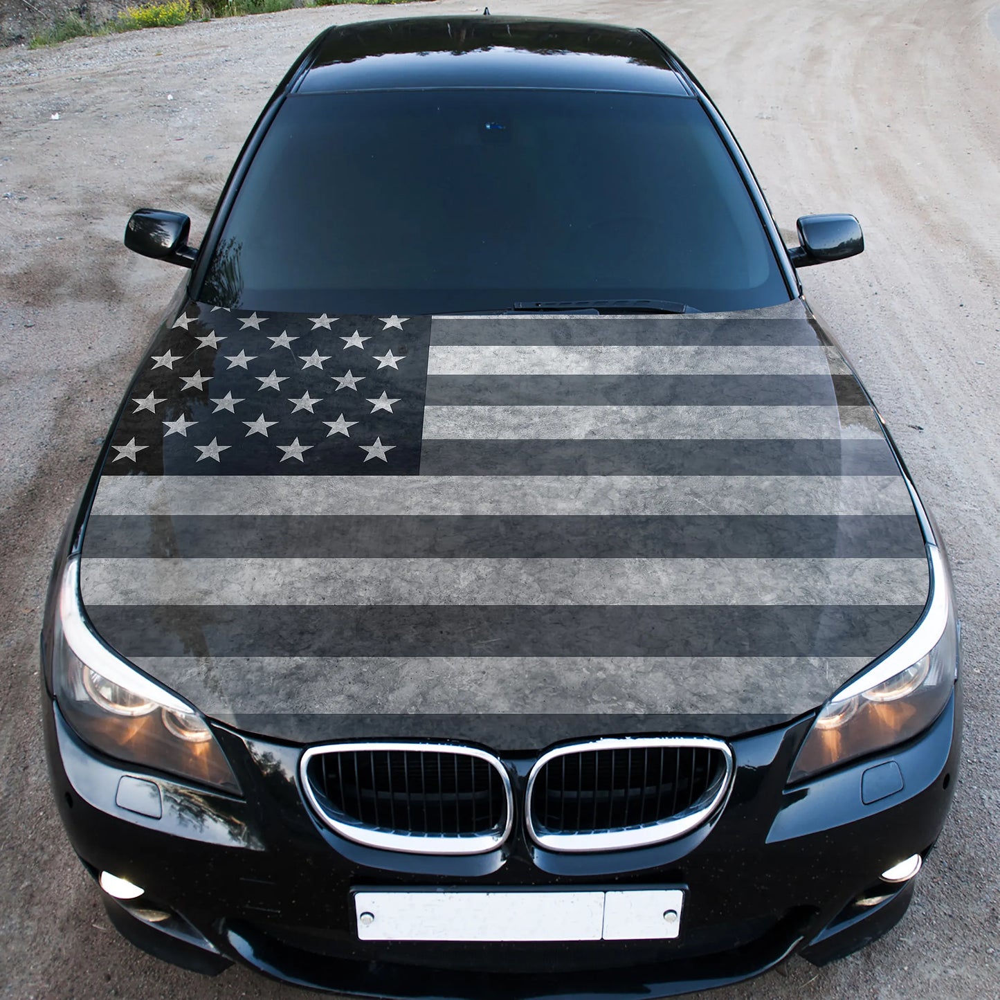 Distressed American Flag Hood Wrap – Custom Vinyl Decal for Cars, Trucks & SUVs