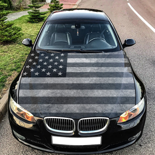 Distressed American Flag Hood Wrap – Custom Vinyl Decal for Cars, Trucks & SUVs