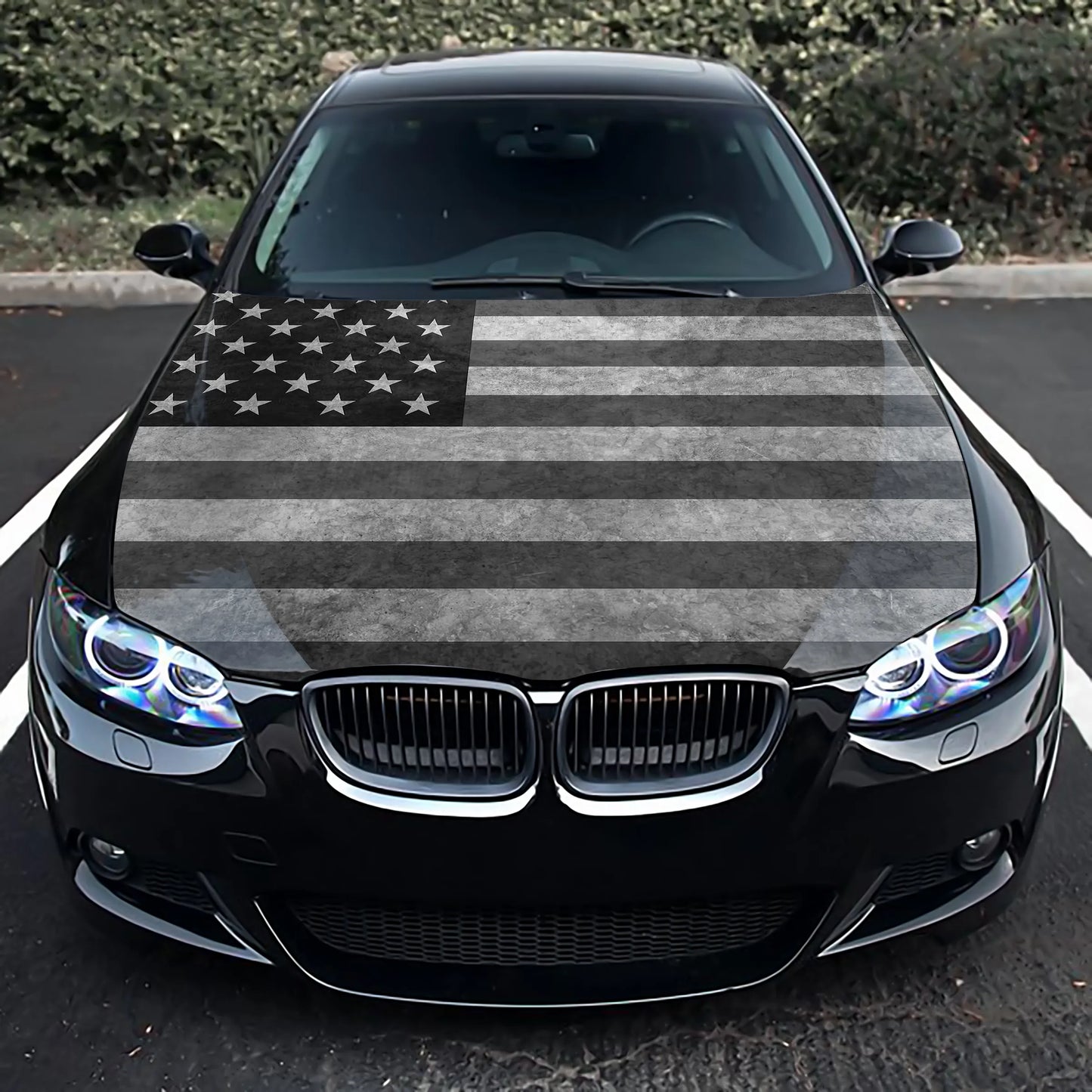 Distressed American Flag Hood Wrap – Custom Vinyl Decal for Cars, Trucks & SUVs
