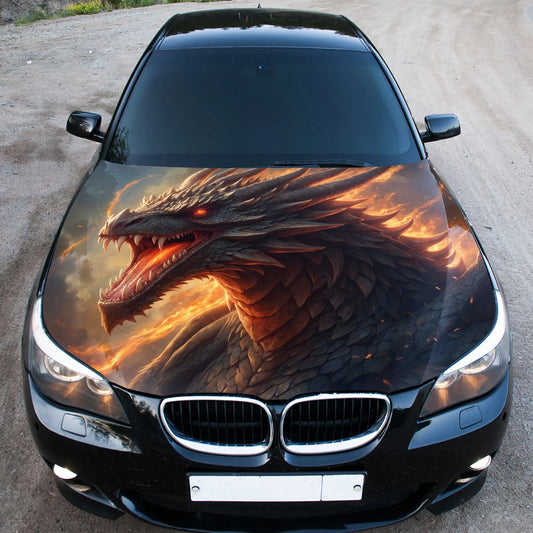Dragon Fire Hood Wrap – Custom Vinyl Decal for Cars, Trucks & SUVs XX
