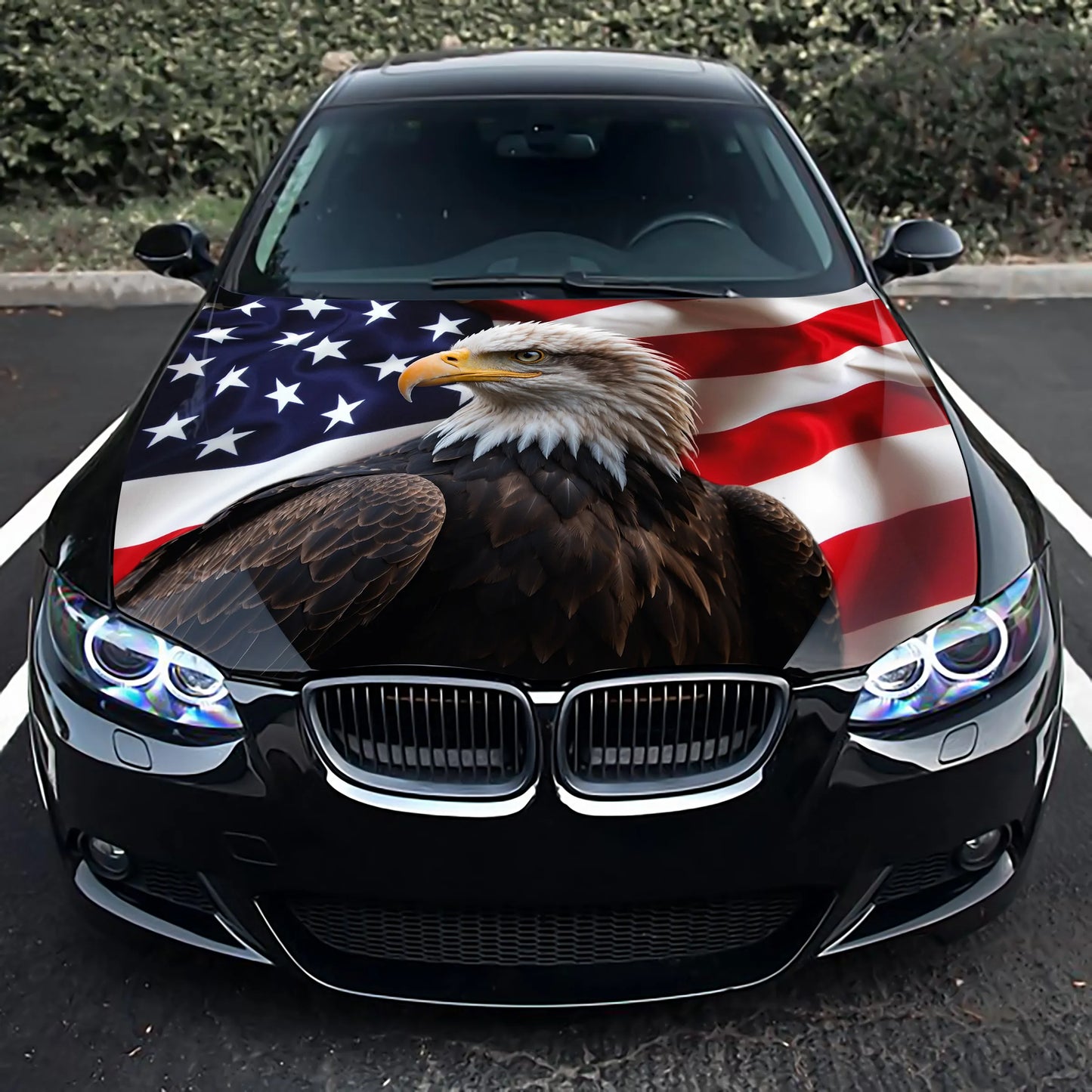 Eagle American Flag Hood Wrap – Custom Vinyl Decal for Cars, Trucks & SUVs