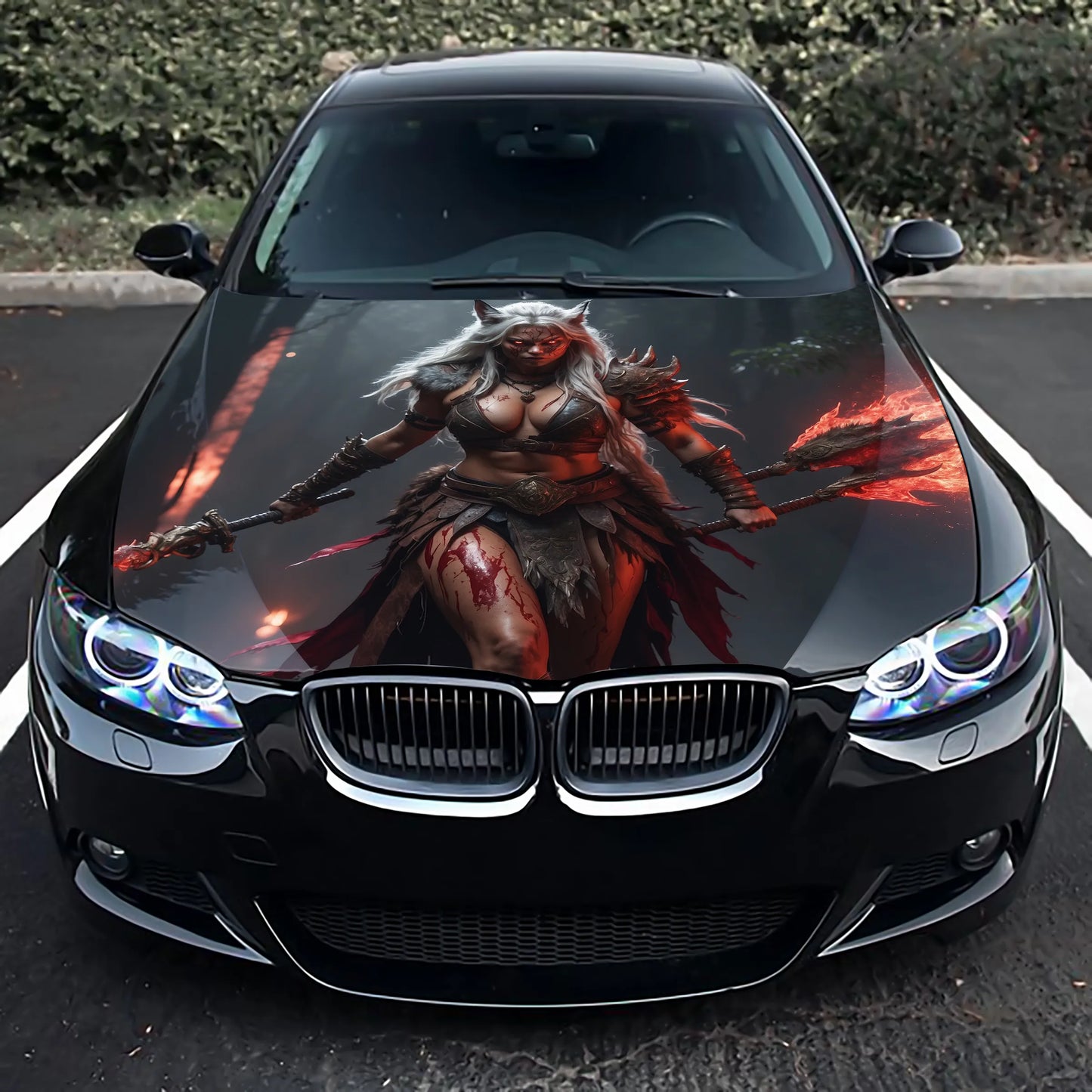 Female Barbarian War Hood Wrap – Custom Vinyl Decal for Cars, Trucks & SUVs