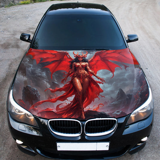 Female Demon Devil Hood Wrap – Custom Vinyl Decal for Cars, Trucks & SUVs