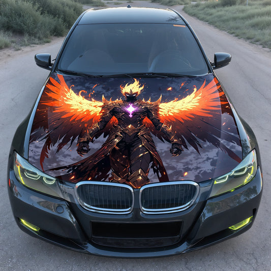 Fire Angel Flaming Hood Wrap – Custom Vinyl Decal for Cars, Trucks & SUVs