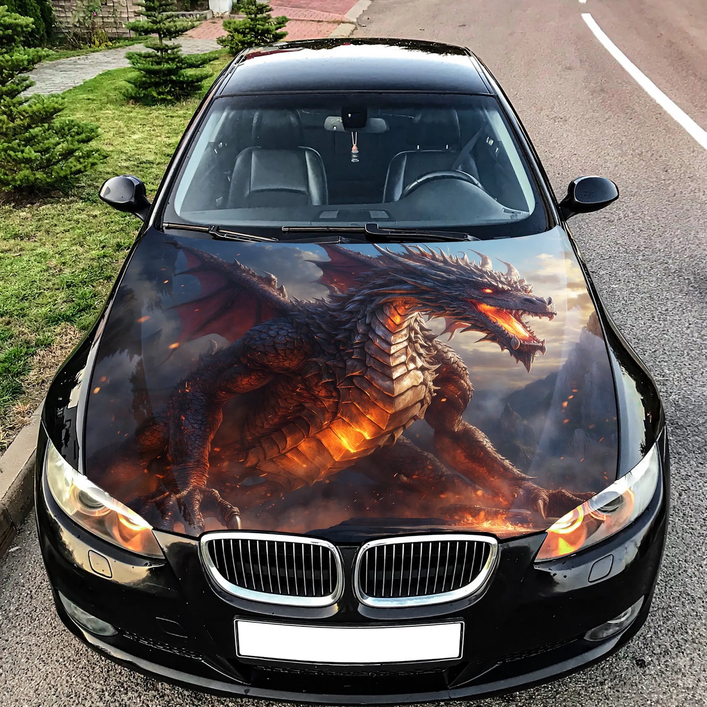 Fire Dragon Hood Wrap – Custom Vinyl Decal for Cars, Trucks & SUVs X