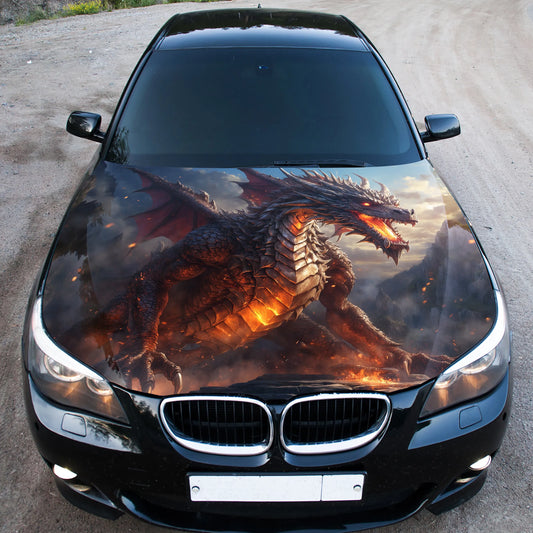 Fire Dragon Hood Wrap – Custom Vinyl Decal for Cars, Trucks & SUVs X