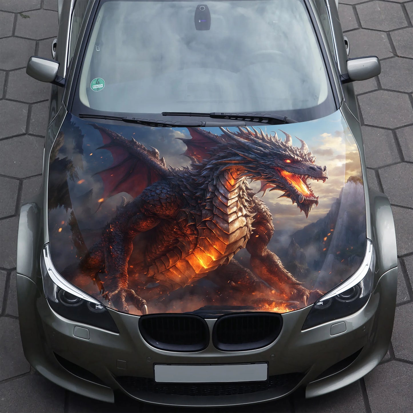 Fire Dragon Hood Wrap – Custom Vinyl Decal for Cars, Trucks & SUVs X
