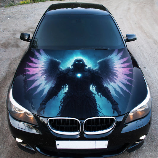 Ghostly Angel Hood Wrap – Custom Vinyl Decal for Cars, Trucks & SUVs L