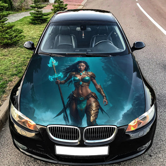 Girl War Goddess Hood Wrap – Custom Vinyl Decal for Cars, Trucks & SUVs