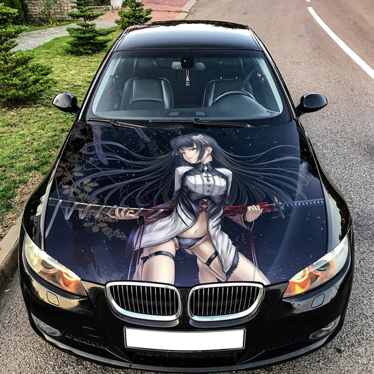 Girl with Katana Hood Wrap – Custom Vinyl Decal for Cars, Trucks & SUVs