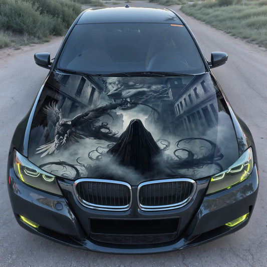 Grim Reaper Eagle Wolf Hood Wrap – Custom Vinyl Decal for Cars, Trucks & SUVs