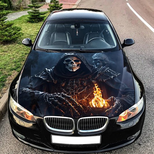 Grim Reaper Skull Hood Wrap – Custom Vinyl Decal for Cars, Trucks & SUVs