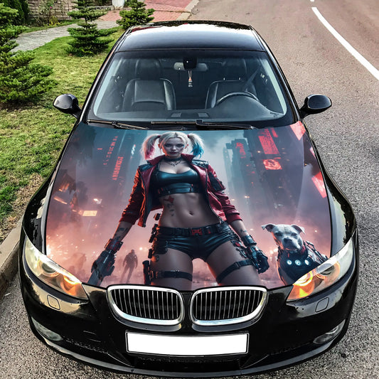 Harley Quinn Hood Wrap – Custom Vinyl Decal for Cars, Trucks & SUVs