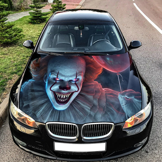 IT Clown Pennywise Hood Wrap Graphic – Custom Vinyl Decal for Cars, Trucks & SUVs
