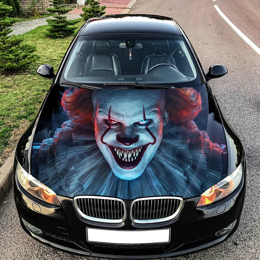 IT Clown Pennywise Hood Wrap Graphic – Custom Vinyl Decal for Cars, Trucks & SUVs