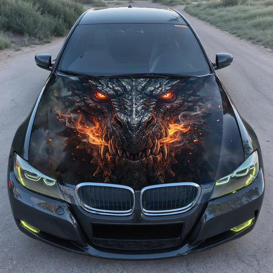 Lava Dragon Face Hood Wrap Graphic – Custom Vinyl Decal for Cars, Trucks & SUVs