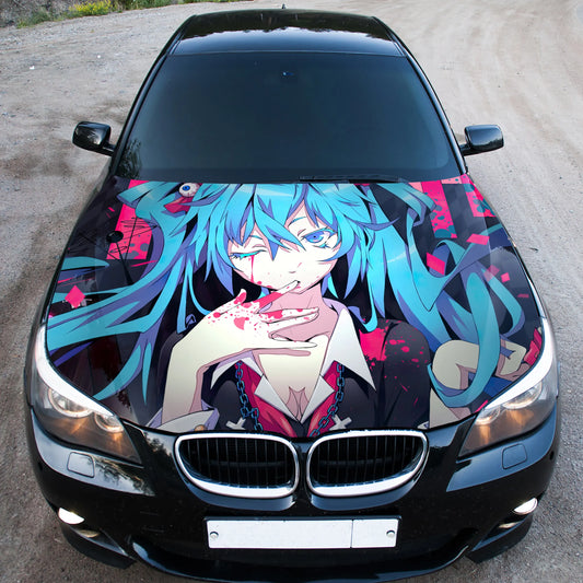 Miku Anime Girl Hood Wrap – Custom Vinyl Decal for Cars, Trucks & SUVs