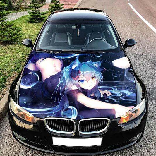Miku Neko Catgirl Hood Wrap – Custom Vinyl Decal for Cars, Trucks & SUVs