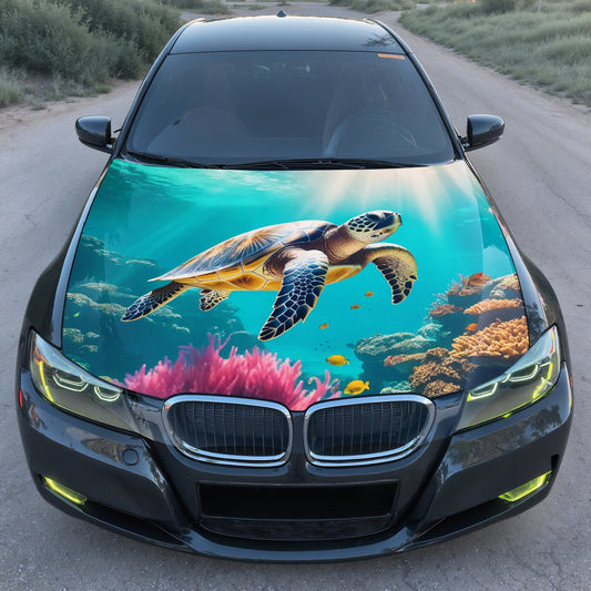 Ocean Turtle Art Hood Wrap – Custom Vinyl Decal for Cars, Trucks & SUVs