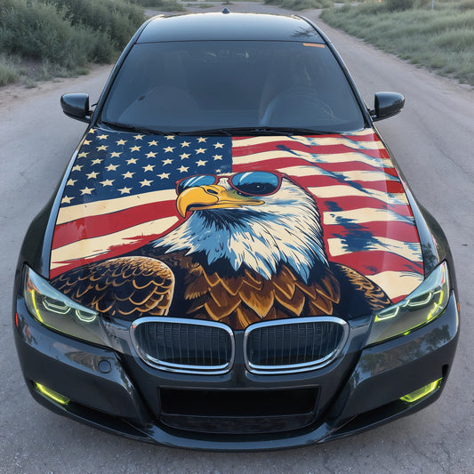 Patriotic Eagle Flag Hood Wrap – Custom Vinyl Decal for Cars, Trucks & SUVs