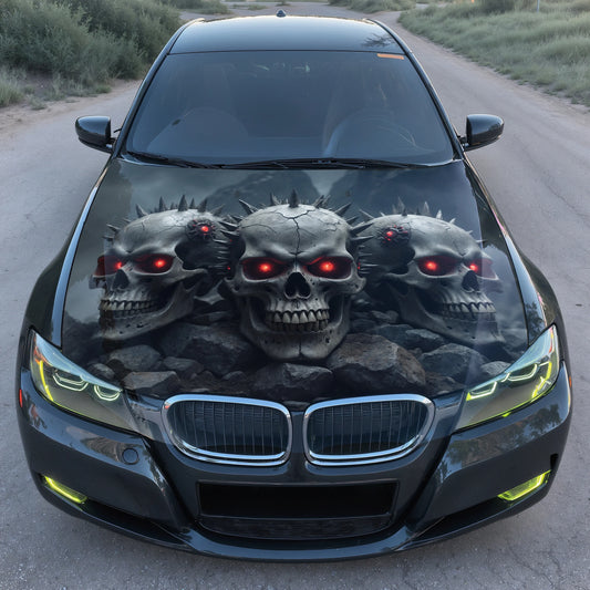 Punk Skulls Hood Wrap – Custom Vinyl Decal for Cars, Trucks & SUVs