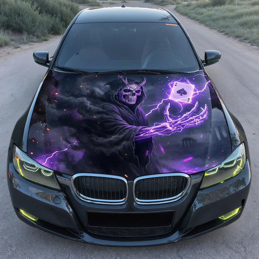 Purple Lightning Reaper Hood Wrap Graphic – Custom Vinyl Decal for Cars, Trucks & SUVs