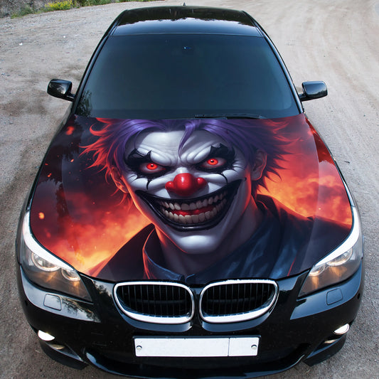 Scary Clown Hood Wrap – Custom Vinyl Decal for Cars, Trucks & SUVs