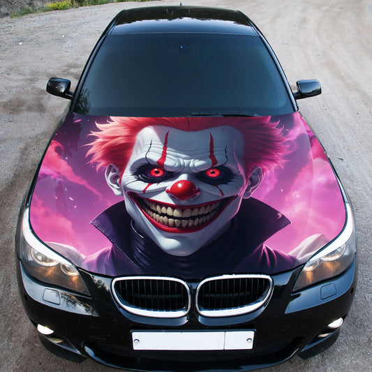 Scary Clown Hood Wrap – Custom Vinyl Decal for Cars, Trucks & SUVs