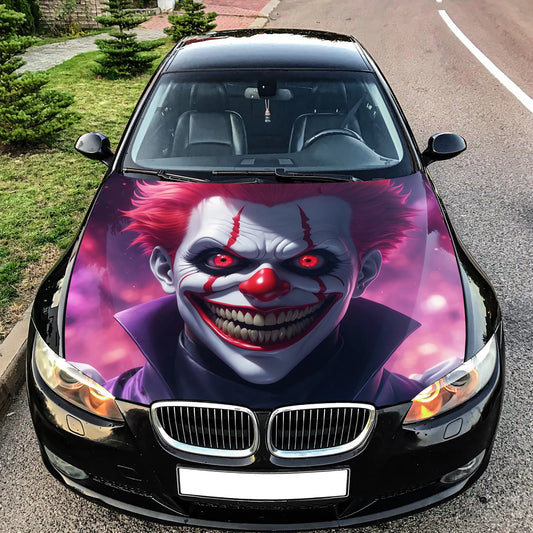 Scary Clown Hood Wrap – Custom Vinyl Decal for Cars, Trucks & SUVs