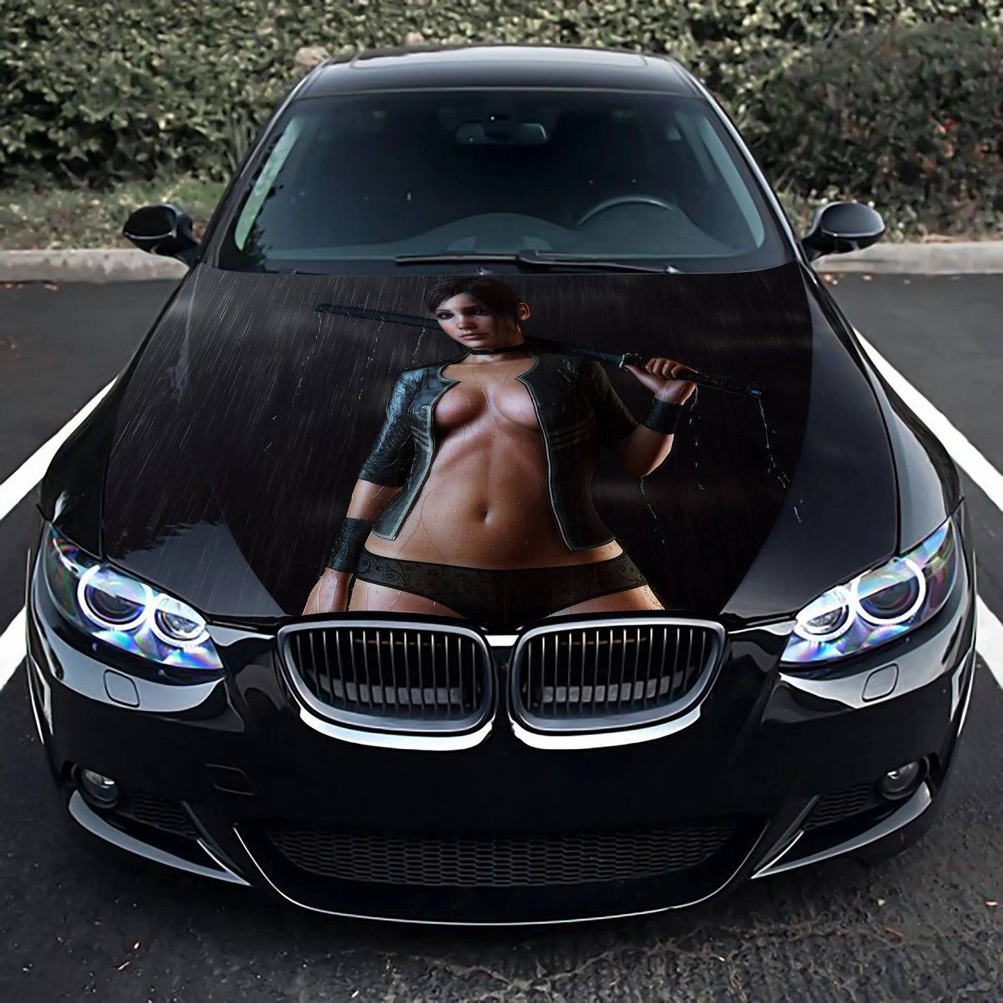 Sexy Girl Katana Hood Wrap – Custom Vinyl Decal for Cars, Trucks & SUVs