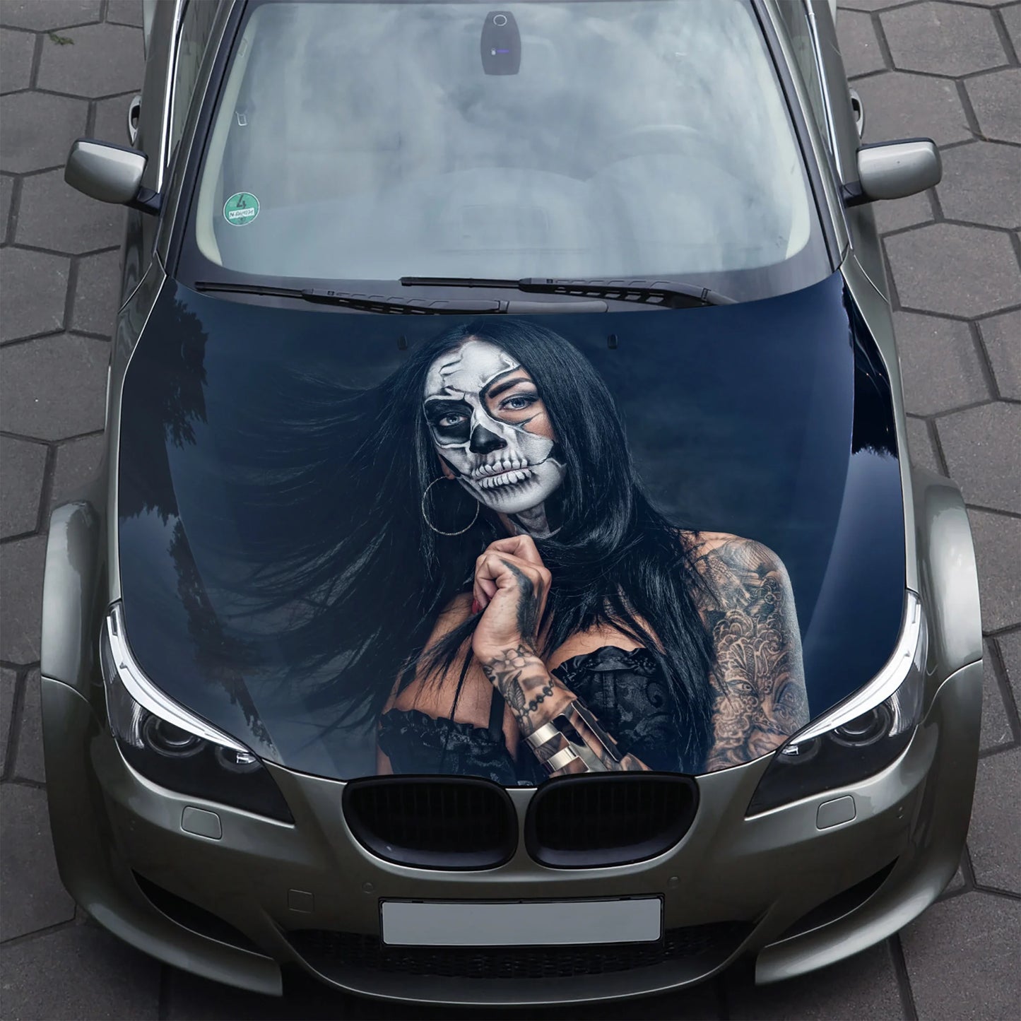 Sugar Skull Girl Hood Wrap – Custom Vinyl Decal for Cars, Trucks & SUVs