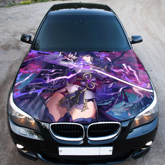 Sword Anime Girl Hood Wrap – Custom Vinyl Decal for Cars, Trucks & SUVs