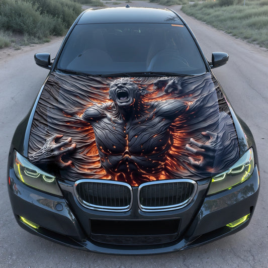 Trapped Soul in Flames Hood Wrap – Custom Vinyl Decal for Cars, Trucks & SUVs