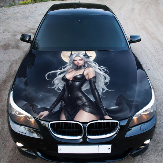 Vampire Anime Girl Hood Wrap – Custom Vinyl Decal for Cars, Trucks & SUVs