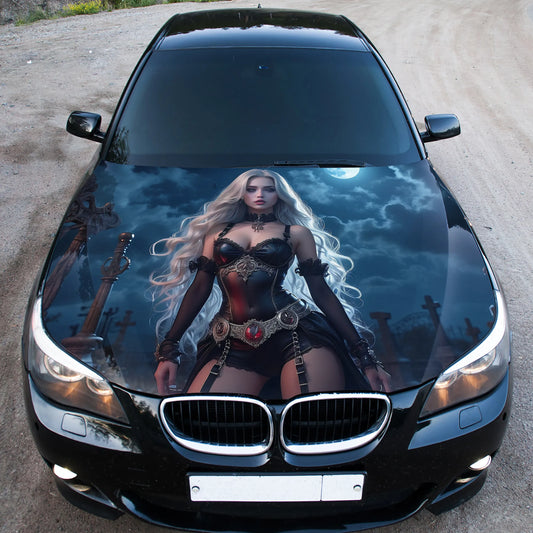 Vampire Girl Hood Wrap – Custom Vinyl Decal for Cars, Trucks & SUVs